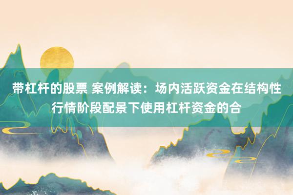带杠杆的股票 案例解读:场内活跃资金在结构性行情阶段配景下使用杠杆资金的合